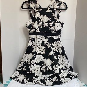 Emerald Sundae Black and White Floral Dress